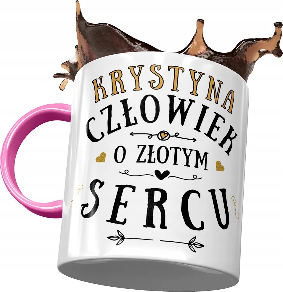 Rózsaszín Bögre Krisztina Barátnőnek Ajándék Nyomtatott Fotóval