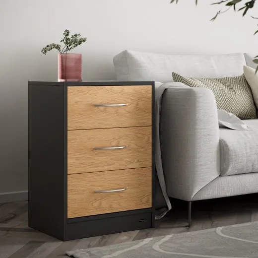 Casaria® Eloise éjjeliszekrény 54x39x28 cm - fa/szürke