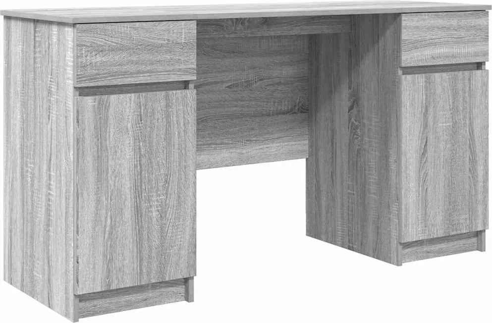 vidaXL Asztal fiókkal polcokkal Szürke sonoma 140 x 49 x 76 cm Faanyag