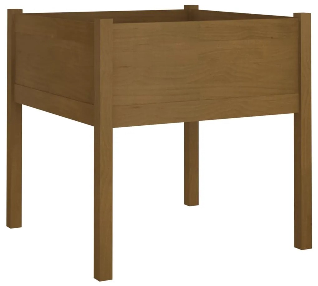 2 db mézbarna tömör fenyőfa kerti virágtartó 70 x 70 x 70 cm