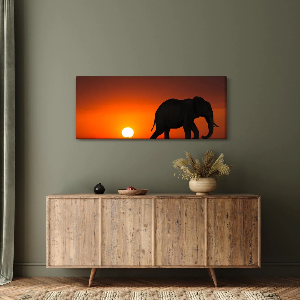 Elefánt képe naplementekor (120x50 cm)