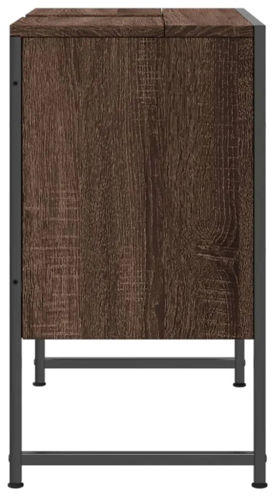 barna tölgy szerelt fa fürdőszobai mosdószekrény 60x33x60 cm