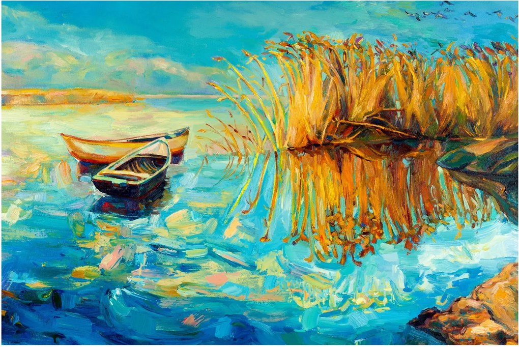 Kép - Tó csónakokkal (90x60 cm)