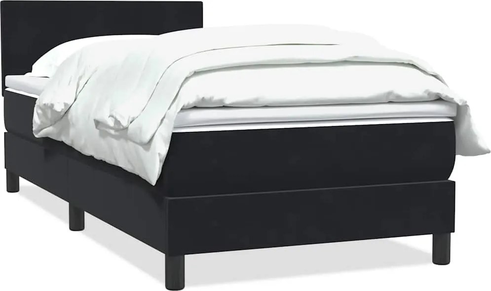 vidaXL fekete bársony rugós ágy matraccal 90x210 cm