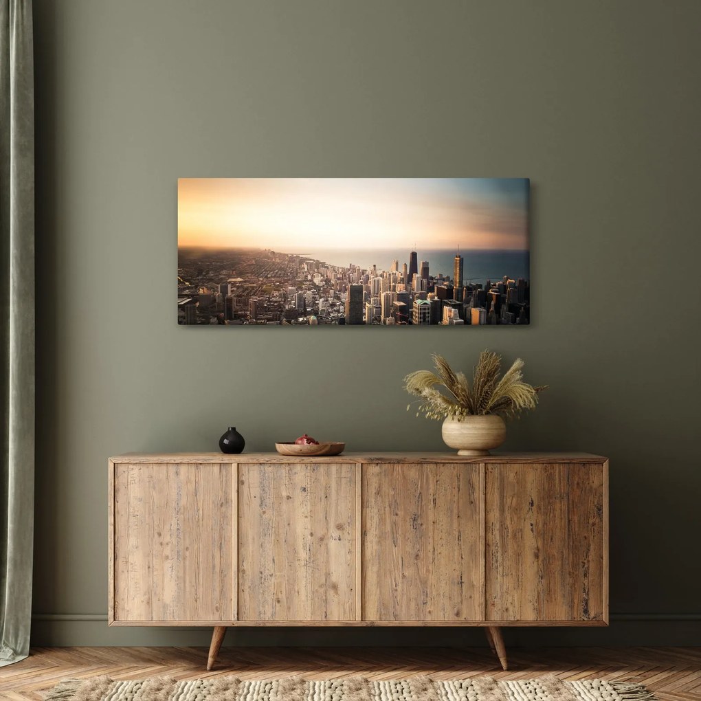 Naplemente képe a város felett (120x50 cm)