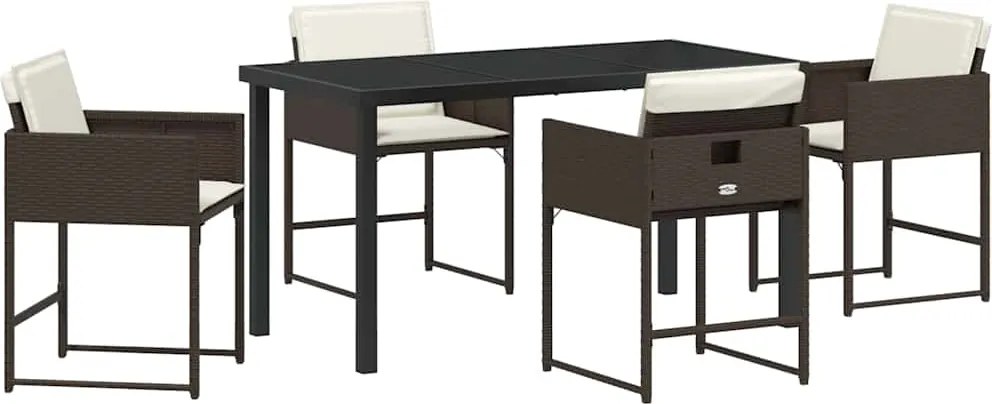 vidaXL Kert étkező szett 5 pcs Barna polirattan