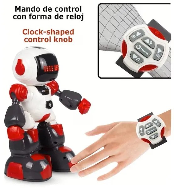 Új Fajta Buddy Táncos Robot Óra Távirányítóval Gesztus Vezérléssel fehér/piros, 27 cm