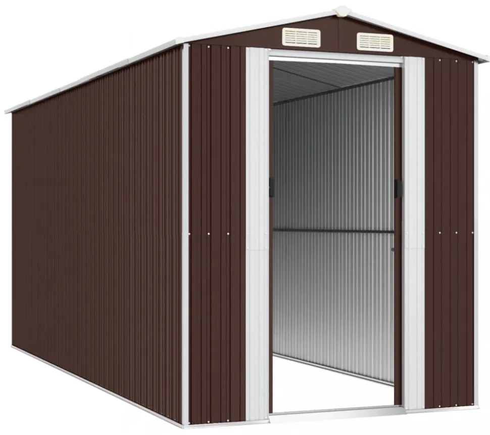 sötétbarna horganyzott acél kerti fészer 192 x 440 x 223 cm
