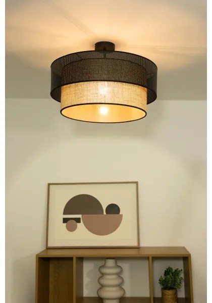 BORHO felületre szerelhető csillár 1xE27/60W/230V, átm. 40 cm, fekete/juta