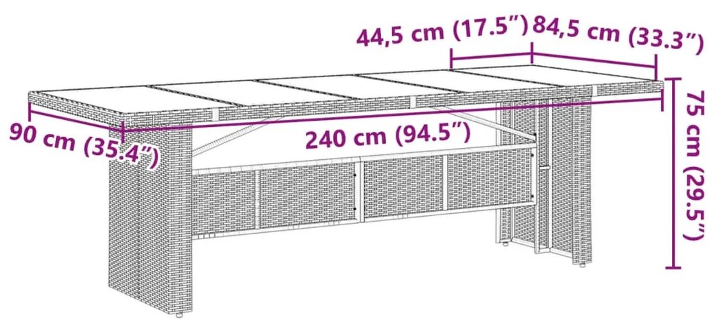 11 részes szürke polyrattan kerti bisztrógarnitúra párnákkal