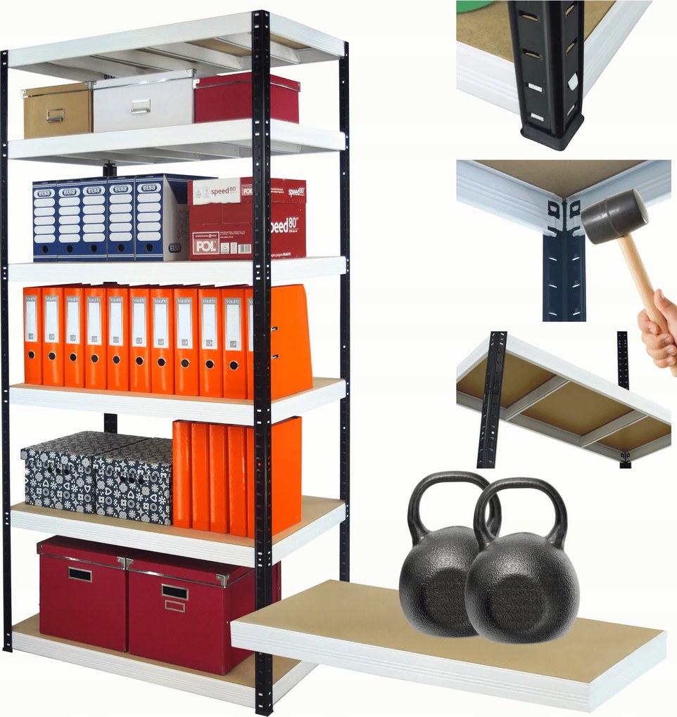 Tárolószekrény fém állvány Helios 213x100x40cm 6Px275kg 300EZER Komb