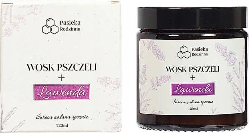 Méhviasz illatgyertya 120 ml Levendula Természetes illóolaj