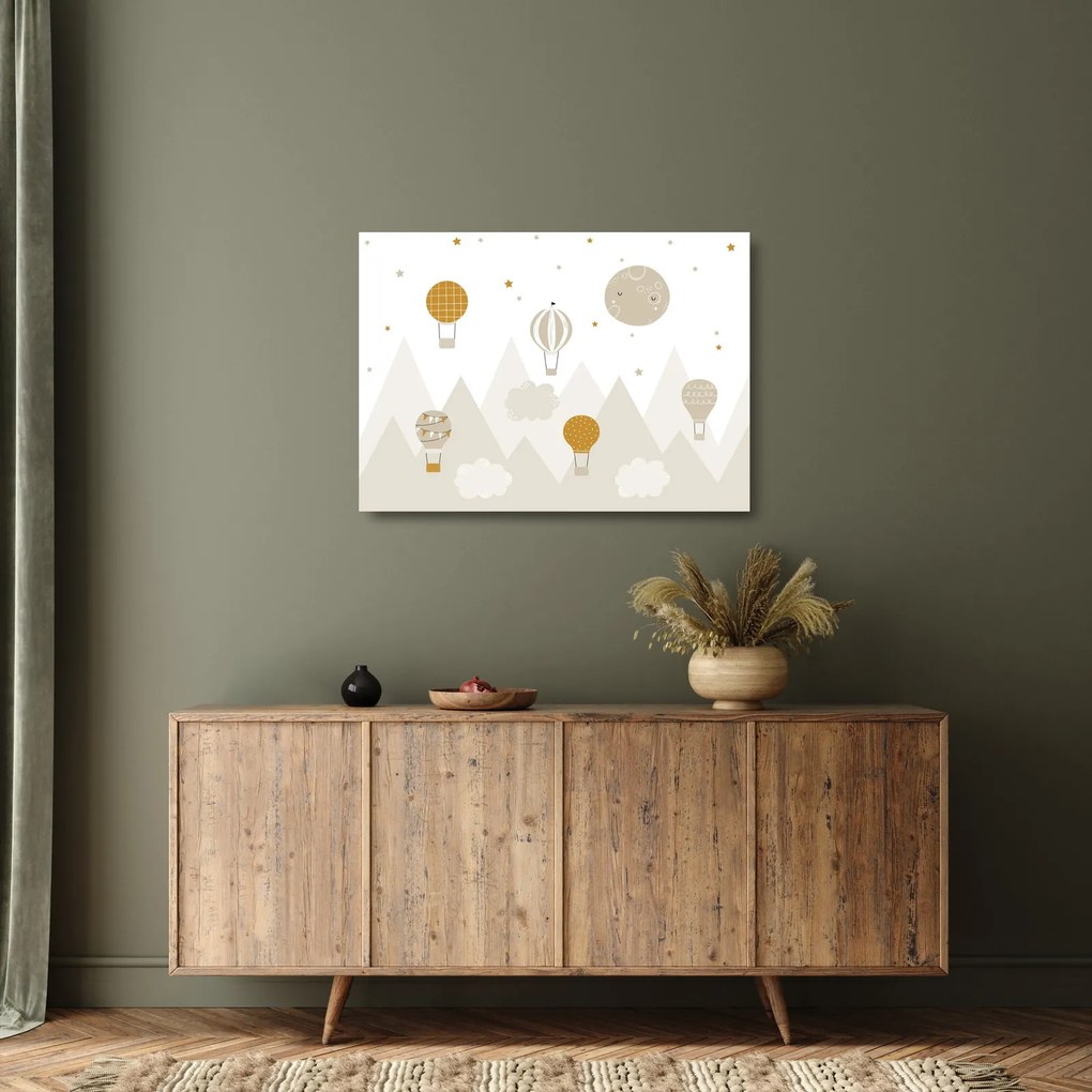 Üveg kép - Repülő léggömbök (70x50 cm)