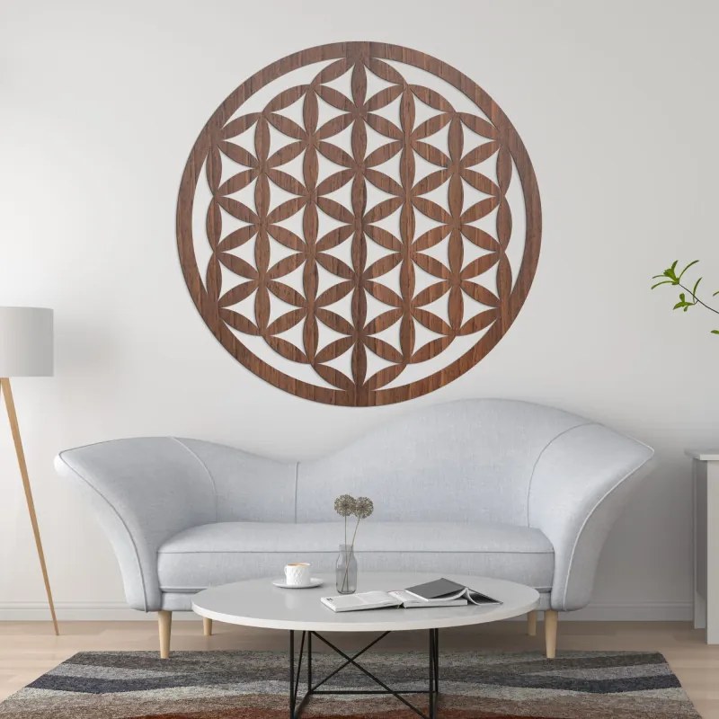 Elegáns, faragott fa mandala falra - FLORUM