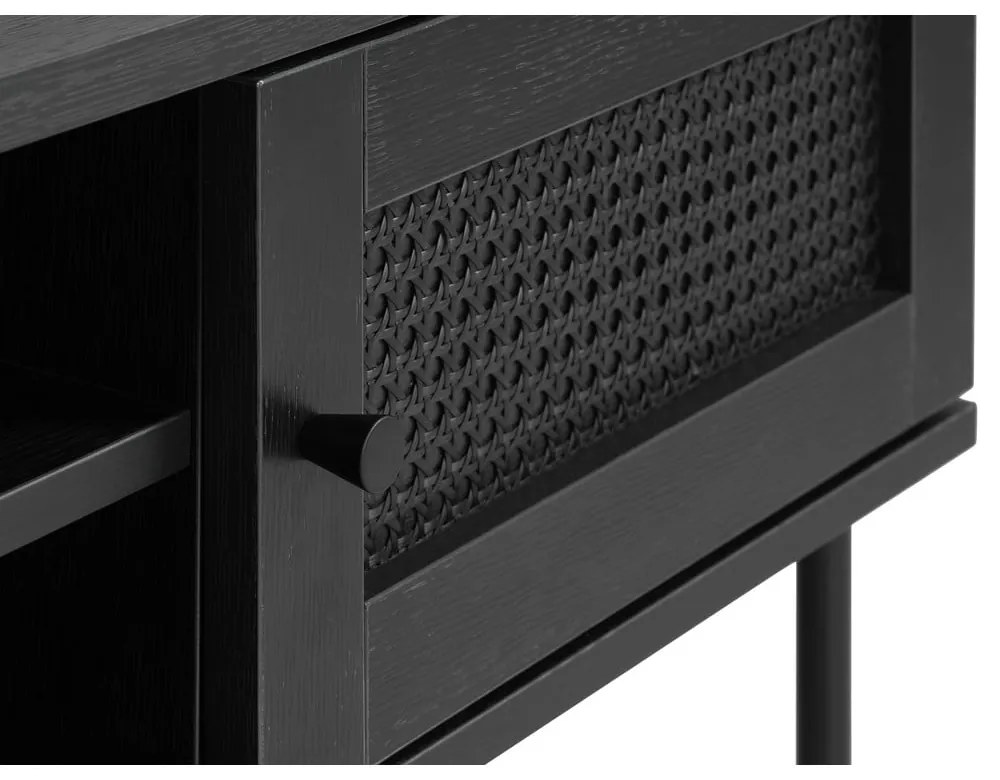 Fekete TV-állvány tölgyfa dekorral 120x43 cm Pensacola – Unique Furniture