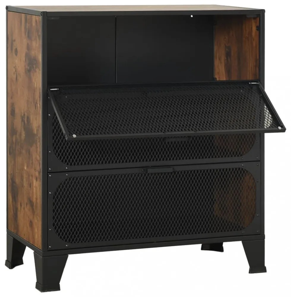 2 db rusztikus barna fém és MDF tárolószekrény 72 x 36 x 82 cm
