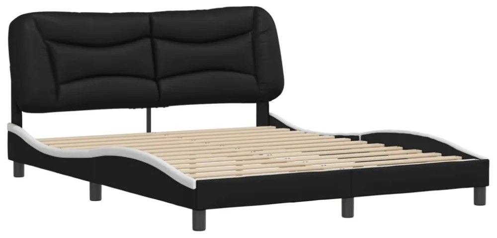 fekete és fehér műbőr ágykeret matrac nélkül Hvar 160 x 200 cm