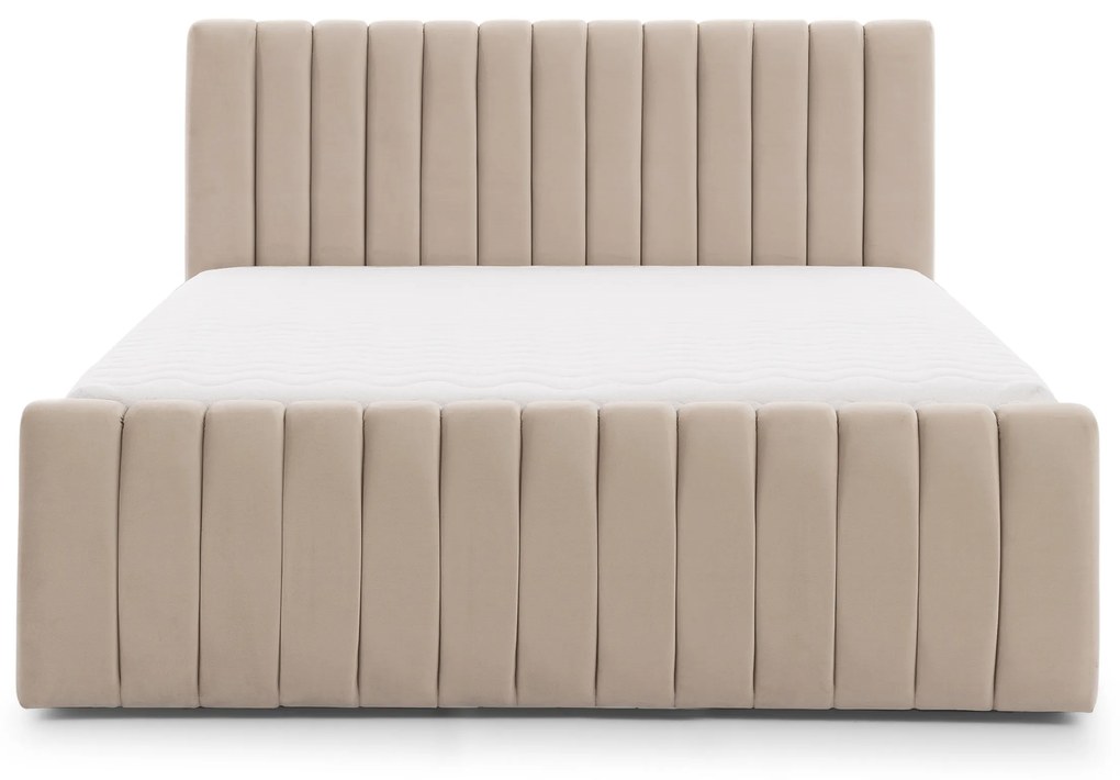 Nicole franciaágy 160x200 tárolóval - bézs Velluto 2 bársony