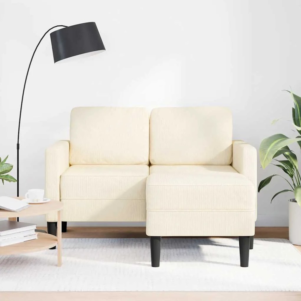 krémszínű vászon 2 üléses kanapé L-alakú kanapéval 125 cm