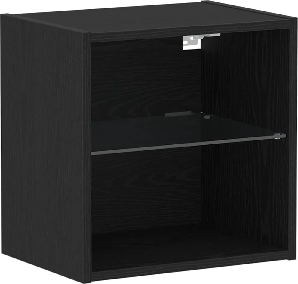 vidaXL Függő polc LED világítással Fekete 40 x 28,5 x 40 cm Faanyag