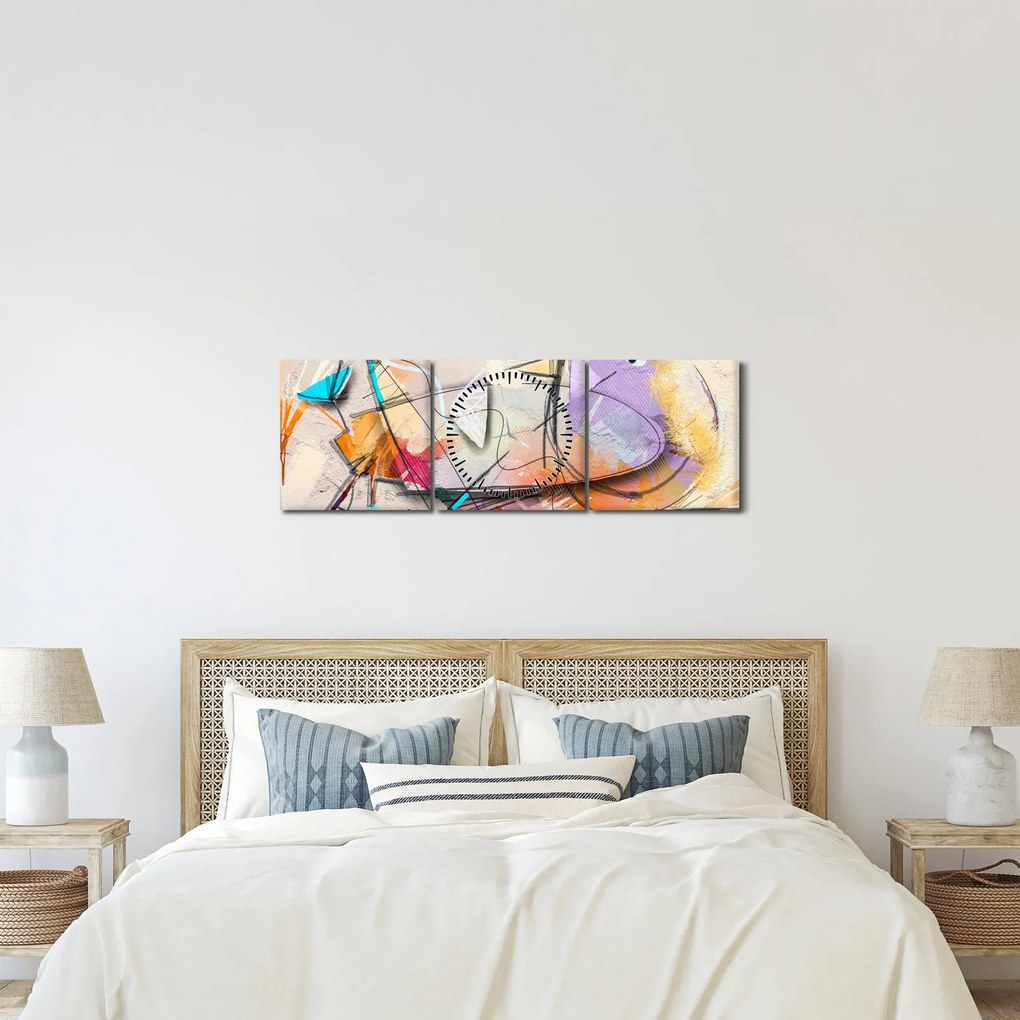 Kép - absztrakció, madár (órával) (90x30 cm)