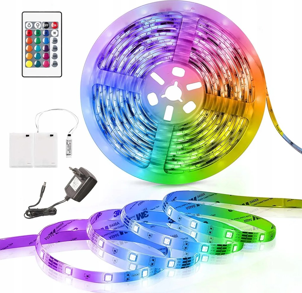 Led Szalag 5M Távirányító Rgb Színek Távirányító Szett 12V 7W