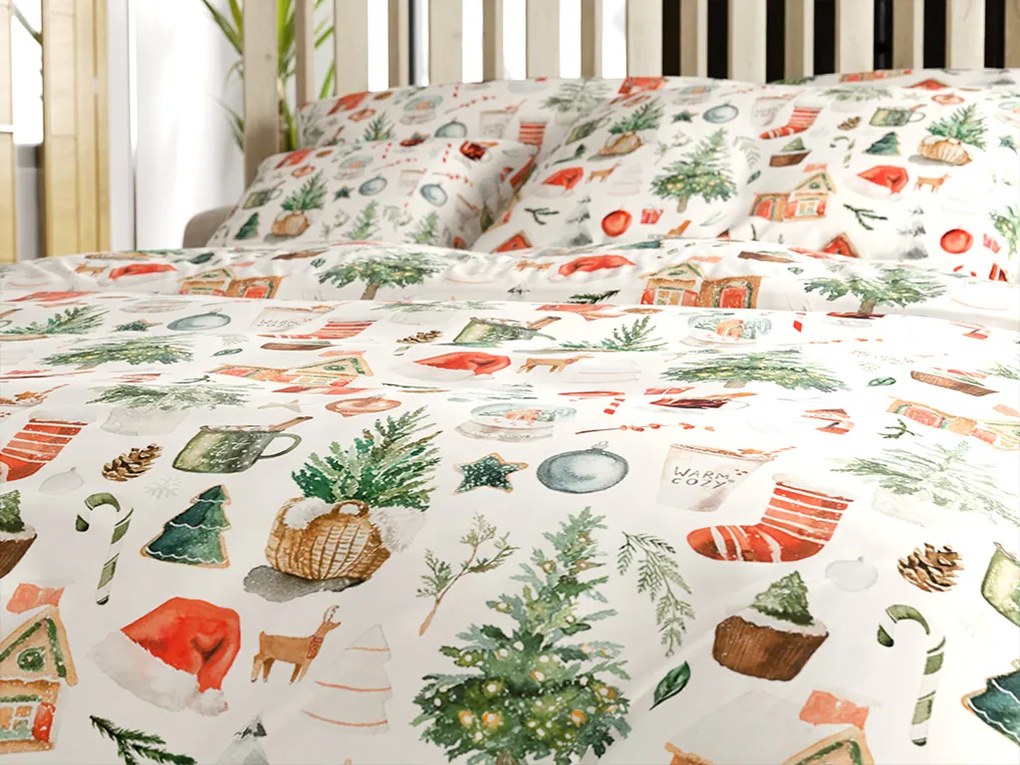 Mikroflanel ágyneműhuzat FESTIVE MAGIC fehér Ágyneműhuzat mérete: 70 x 90 cm | 140 x 200 cm