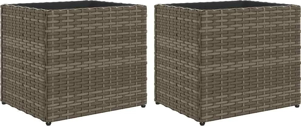vidaXL 2 db szürke polyrattan kerti ültetőláda 36x30x32 cm