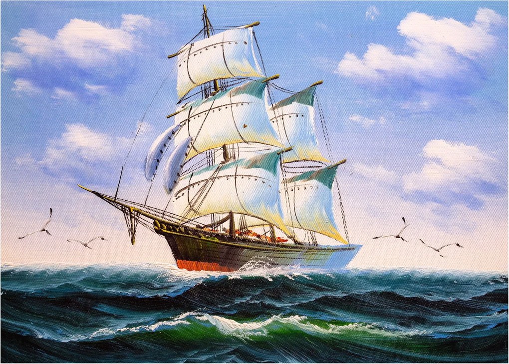 Kép egy hajóról a hullámokon (üvegen) (70x50 cm)