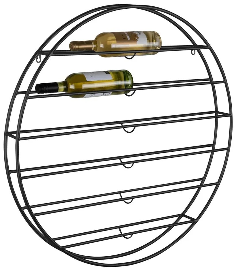 Fekete fali fém bortartó polcos állvány, palackok száma 12 80x80x9 cm Redondo – PT LIVING