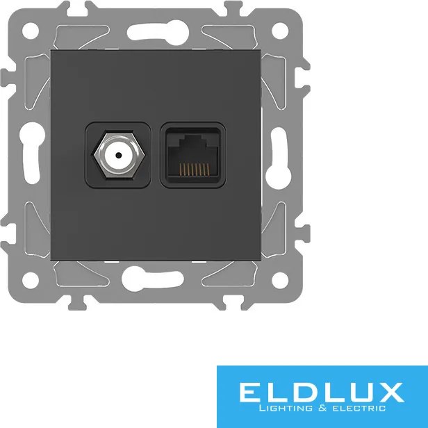 ELDGROUND SAT (13db) + RJ45 Cat.5e UTP aljzat Fekete