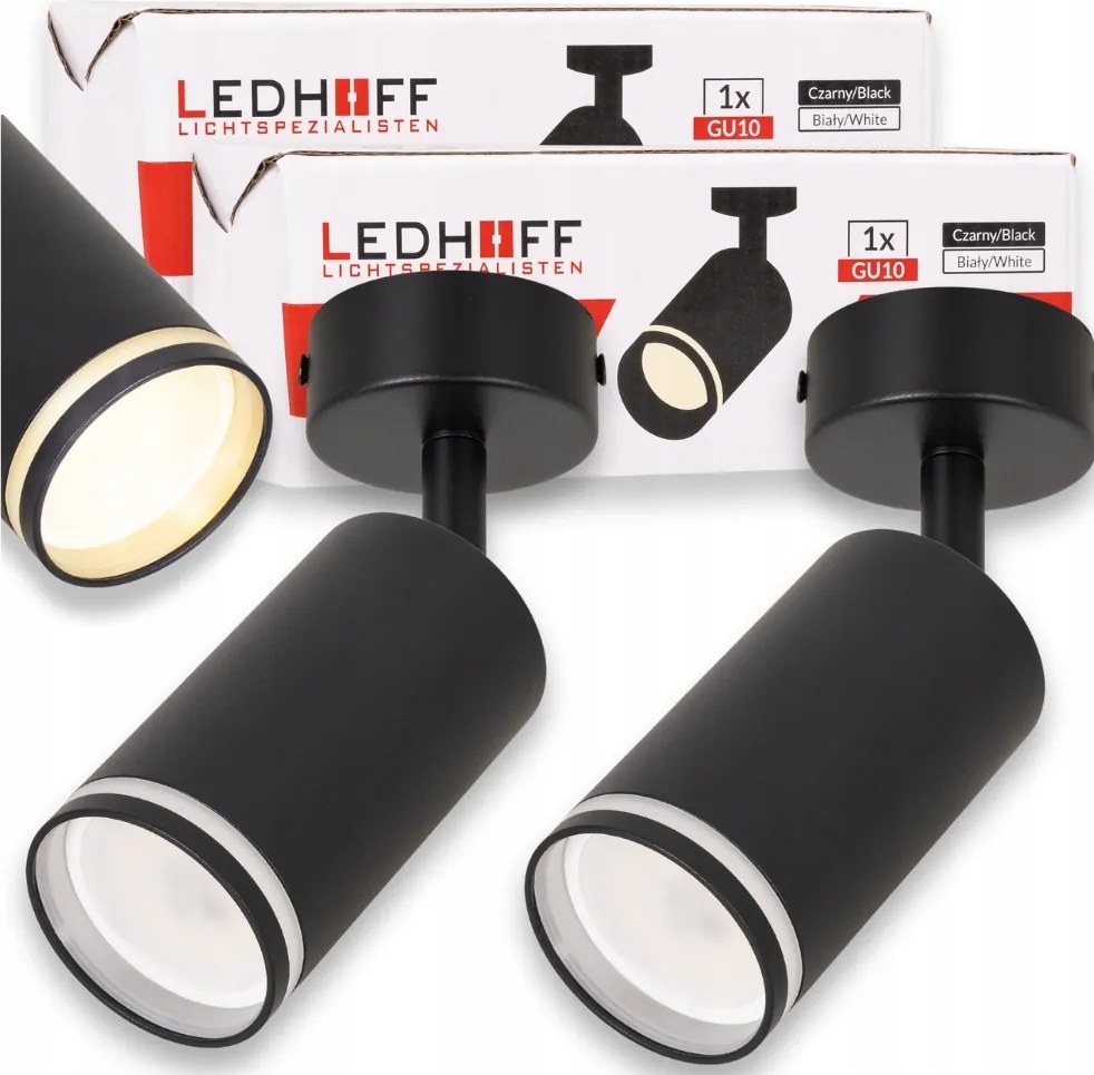 2x Mennyezeti lámpa fali lámpa Spot lámpatest fekete GU10 Mozgatható szoba szett