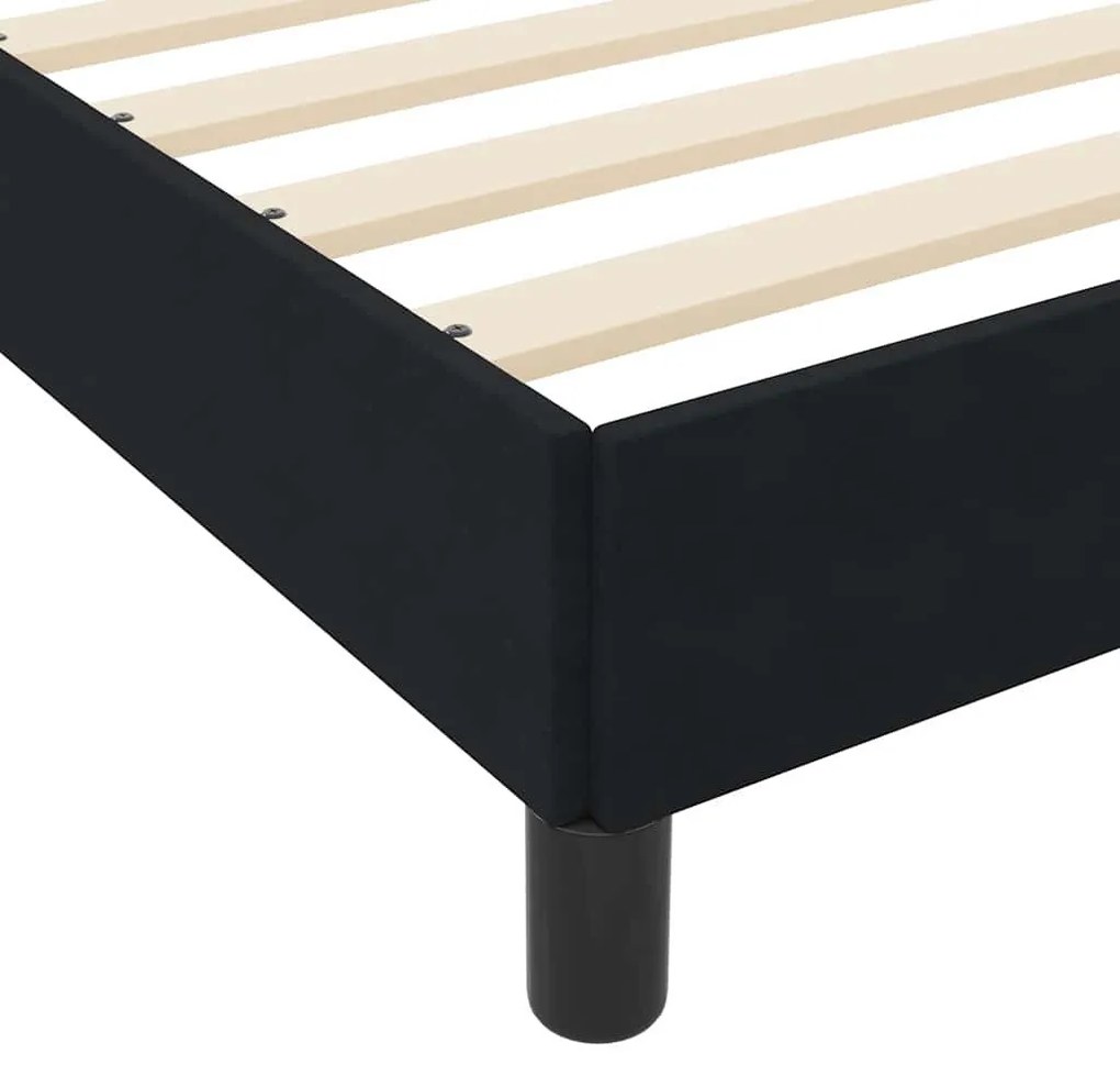 Boxspring ágy matraccal matracmal Fekete 140 x 200 cm Bársony