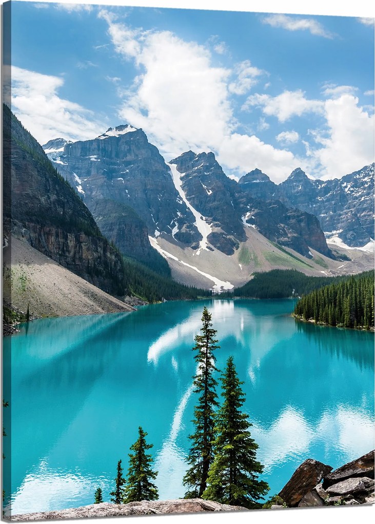 Vászonkép Természet Hegyek Erdő Kék víz 50x70 cm