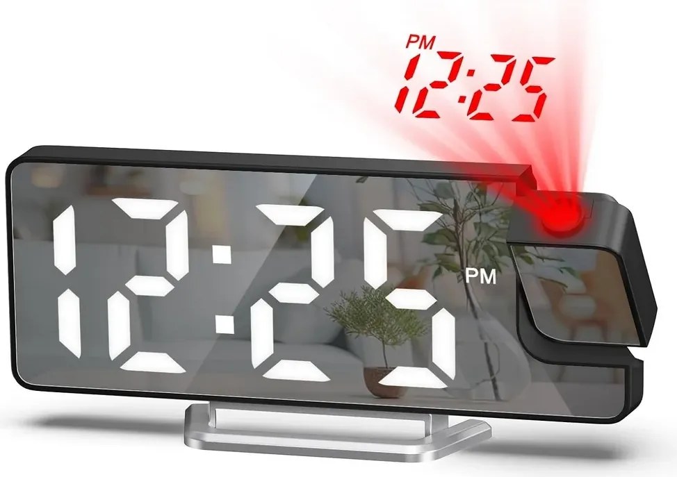 Projektoros digitális ébresztőóra DZ-673 nagy 7,9" LED kijelzővel