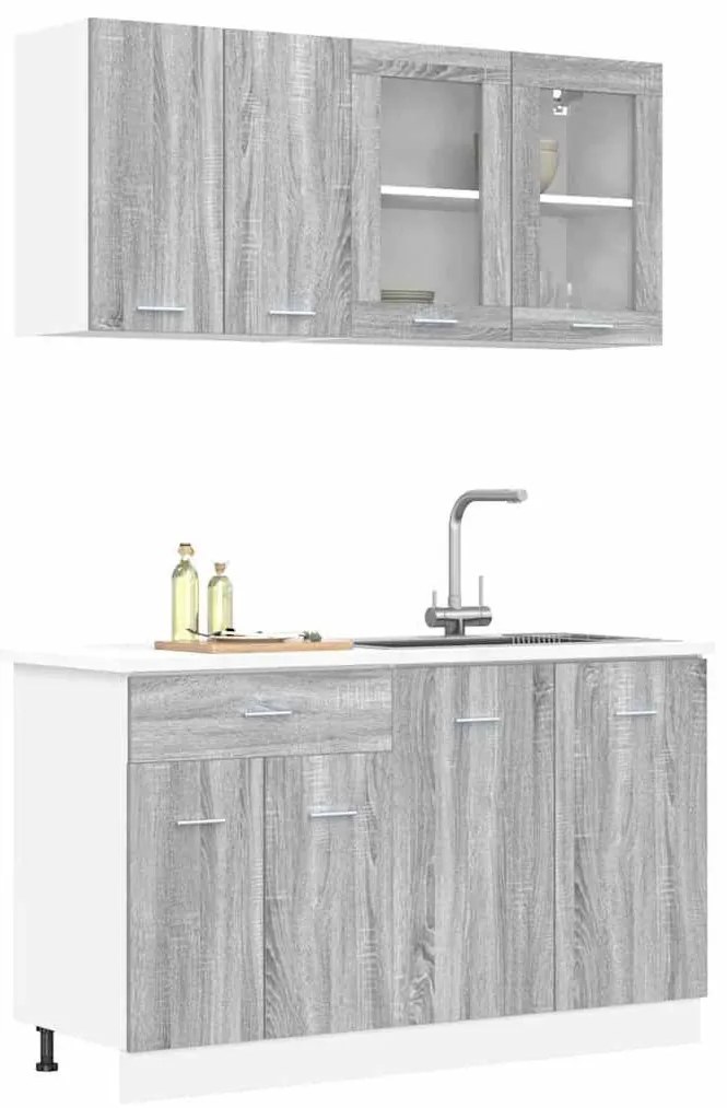 Konyhaszekrény garnitúra 4 pcs Szürke sonoma 140 x 46 x 81.5 cm