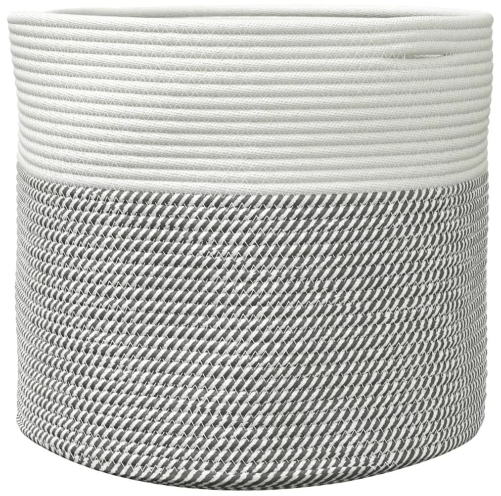 szürke és fehér pamut tárolókosár Ø40 x 35 cm