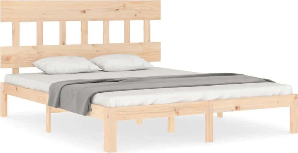 vidaXL tömör fa ágykeret fejtámlával King Size