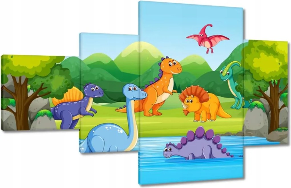 Vászonkép 130x80 Vidám dinoszaurusz csapat