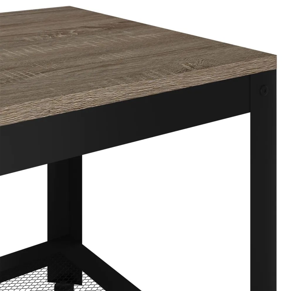 Szürke és fekete MDF és vas dohányzóasztal 90x45x45 cm