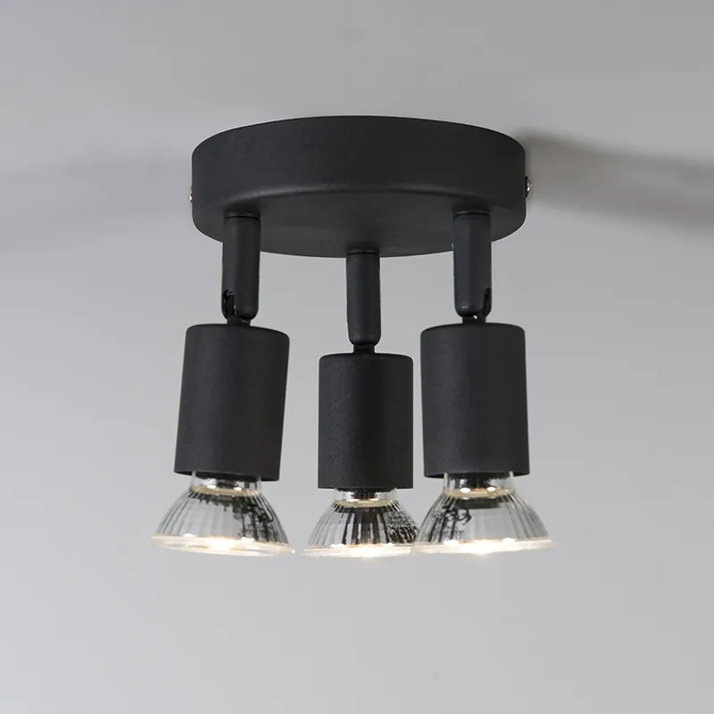 Ipari spotlámpa fekete dönthető kerek 3-lámpás - Jeany