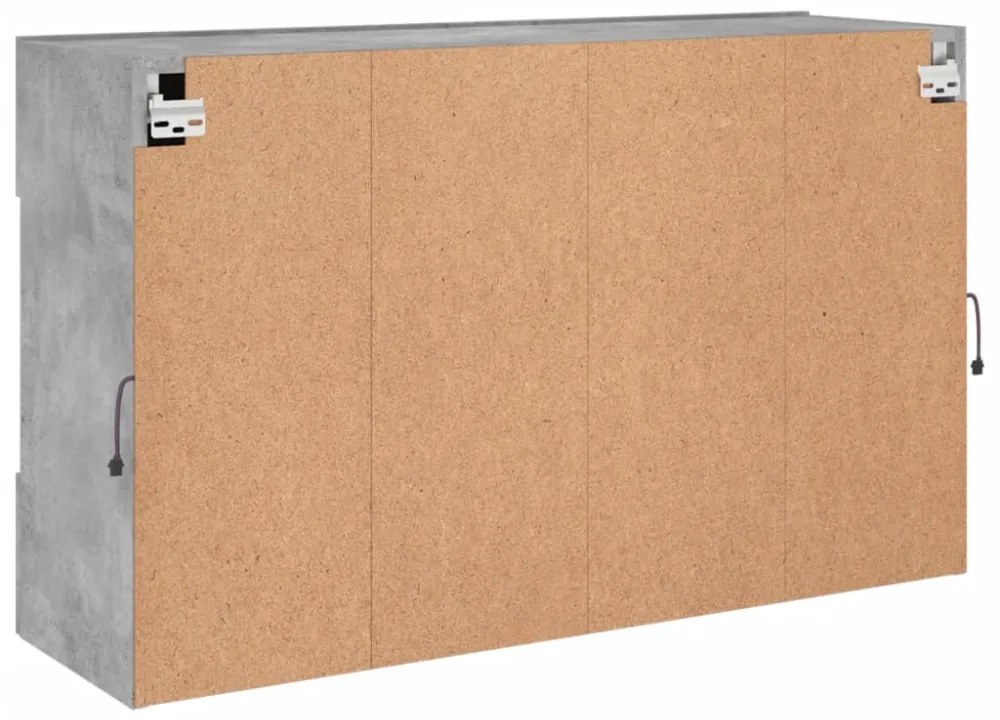 betonszürke falra szerelhető TV-szekrény LED-del 98,5x30x60,5cm