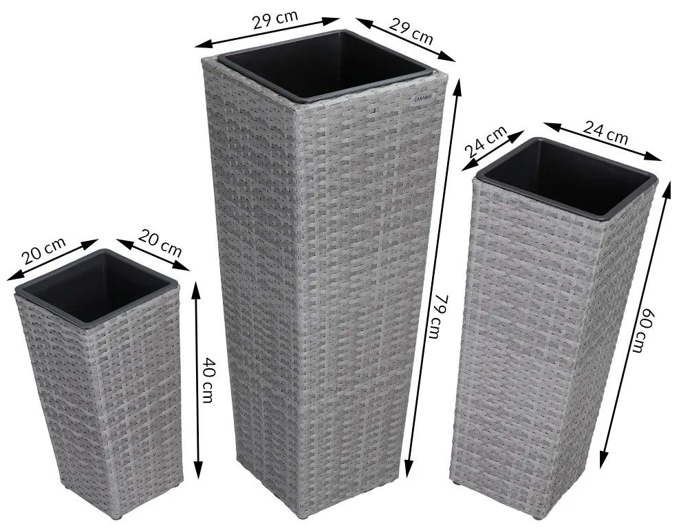 Casaria® 3 db virágcserép készlet - szürke