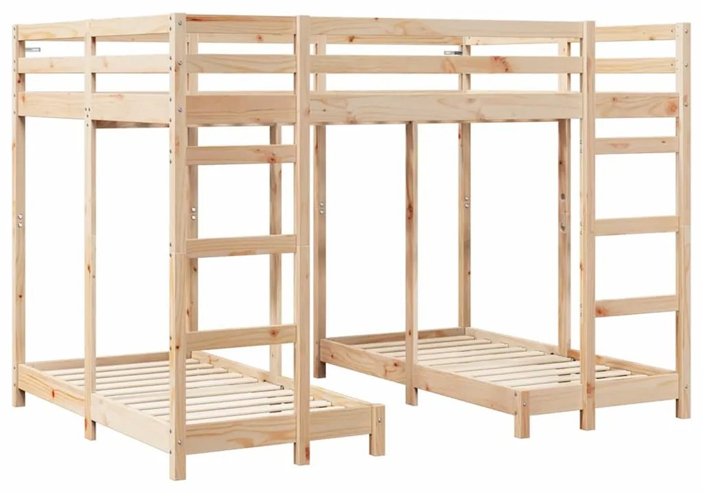 vidaXL Háromszintes emeletes ágykeret Barna 140 x 200 cm Tömör fenyőfa