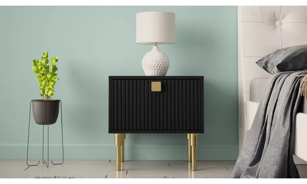 Éjjeliszekrény DORSET 50x50 cm fekete/arany