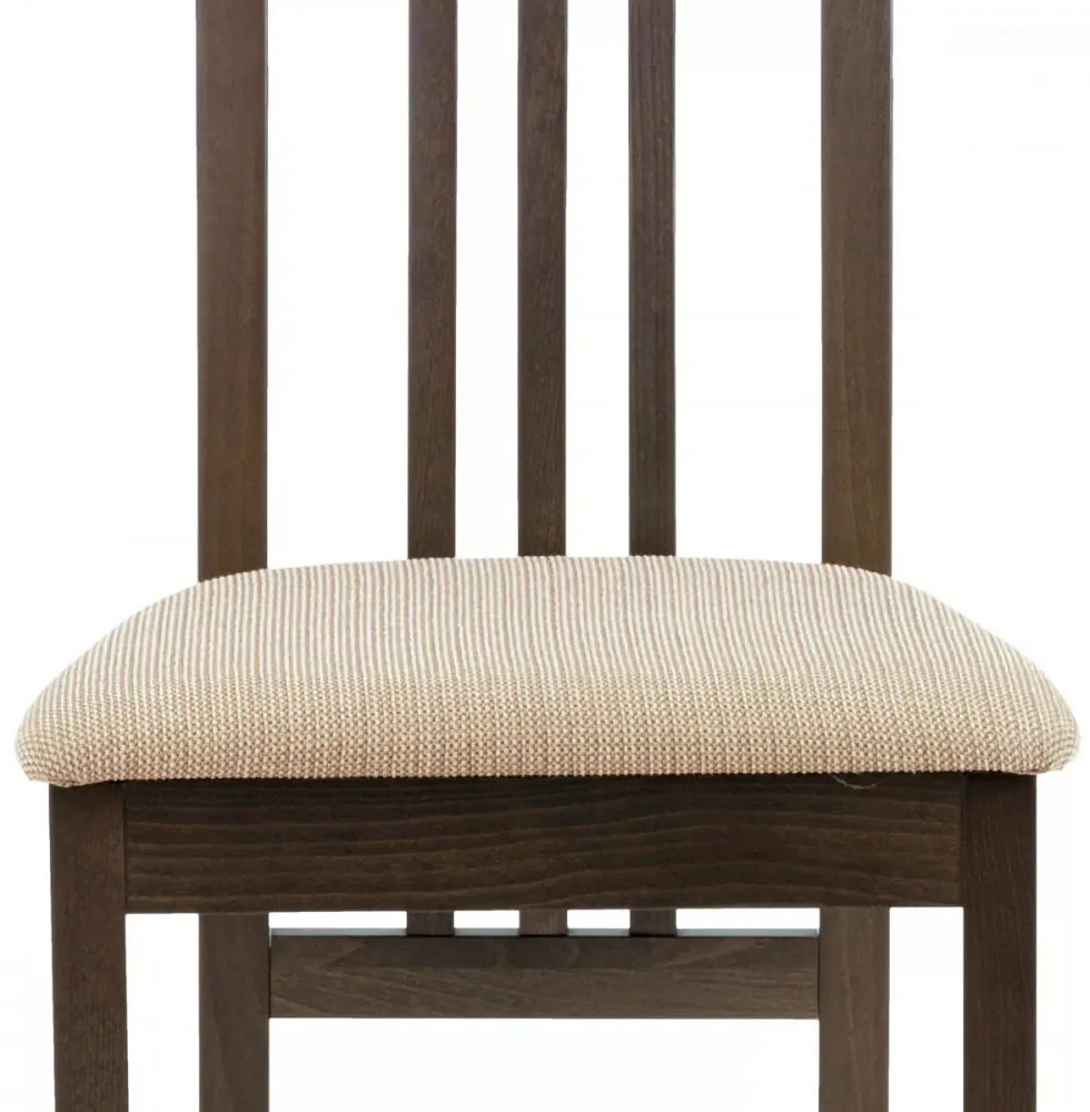 Scaun de Dining din Lemn Masiv de Fag, Nuanță Nuc, cu Tapițerie Crem – BC-2482