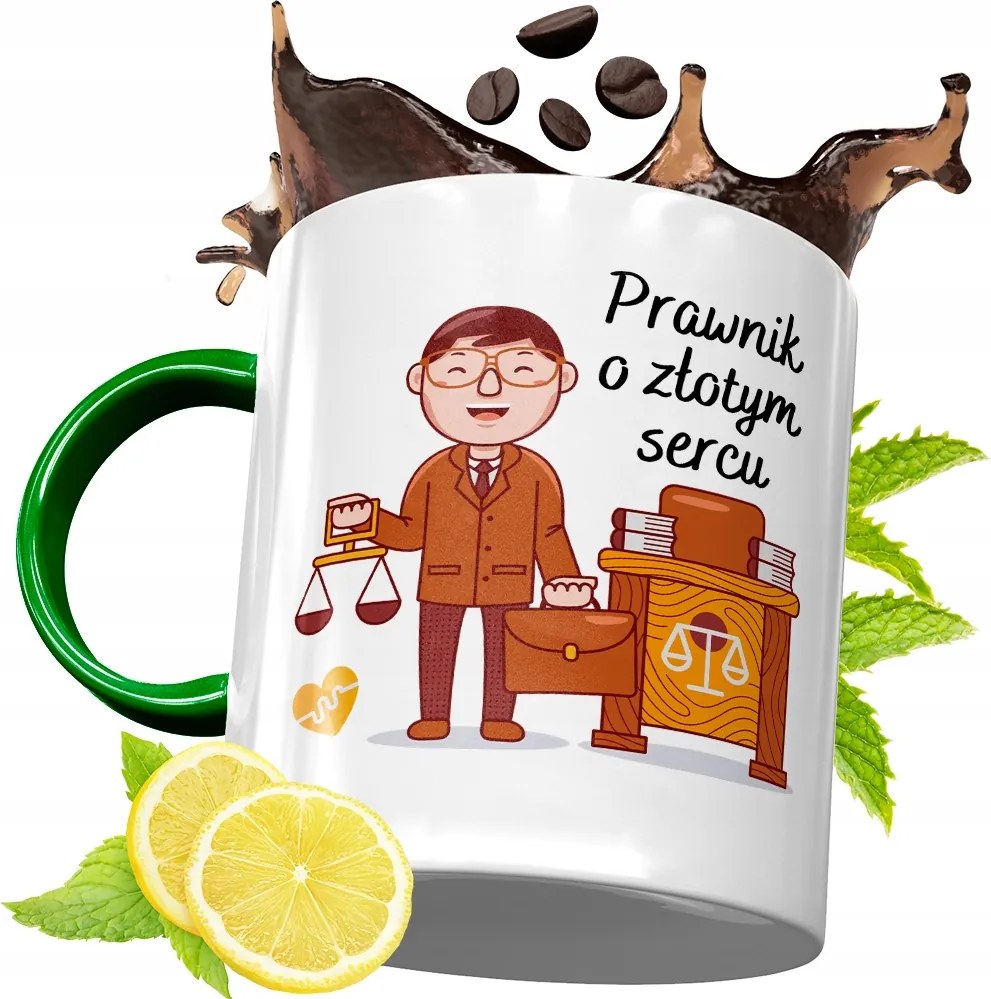 Zöld Bögre Ügyvédnőnek Ajándék, fényképes nyomattal