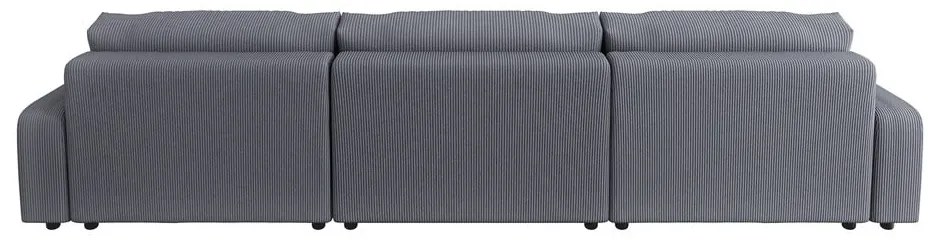 Sötétszürke kordbársony kinyitható tárolóhelyes sarokkanapé Sara – Ropez