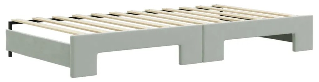 világosszürke kihúzható bársony heverő 100 x 200 cm