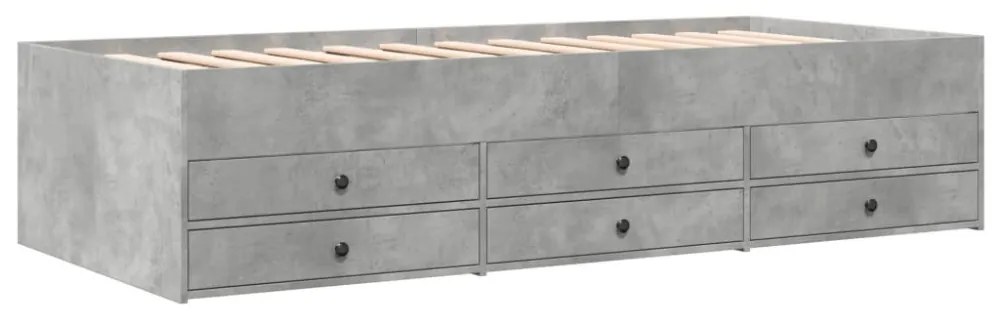 betonszürke kanapéágy fiókkal matrac nélkül 90x190 cm